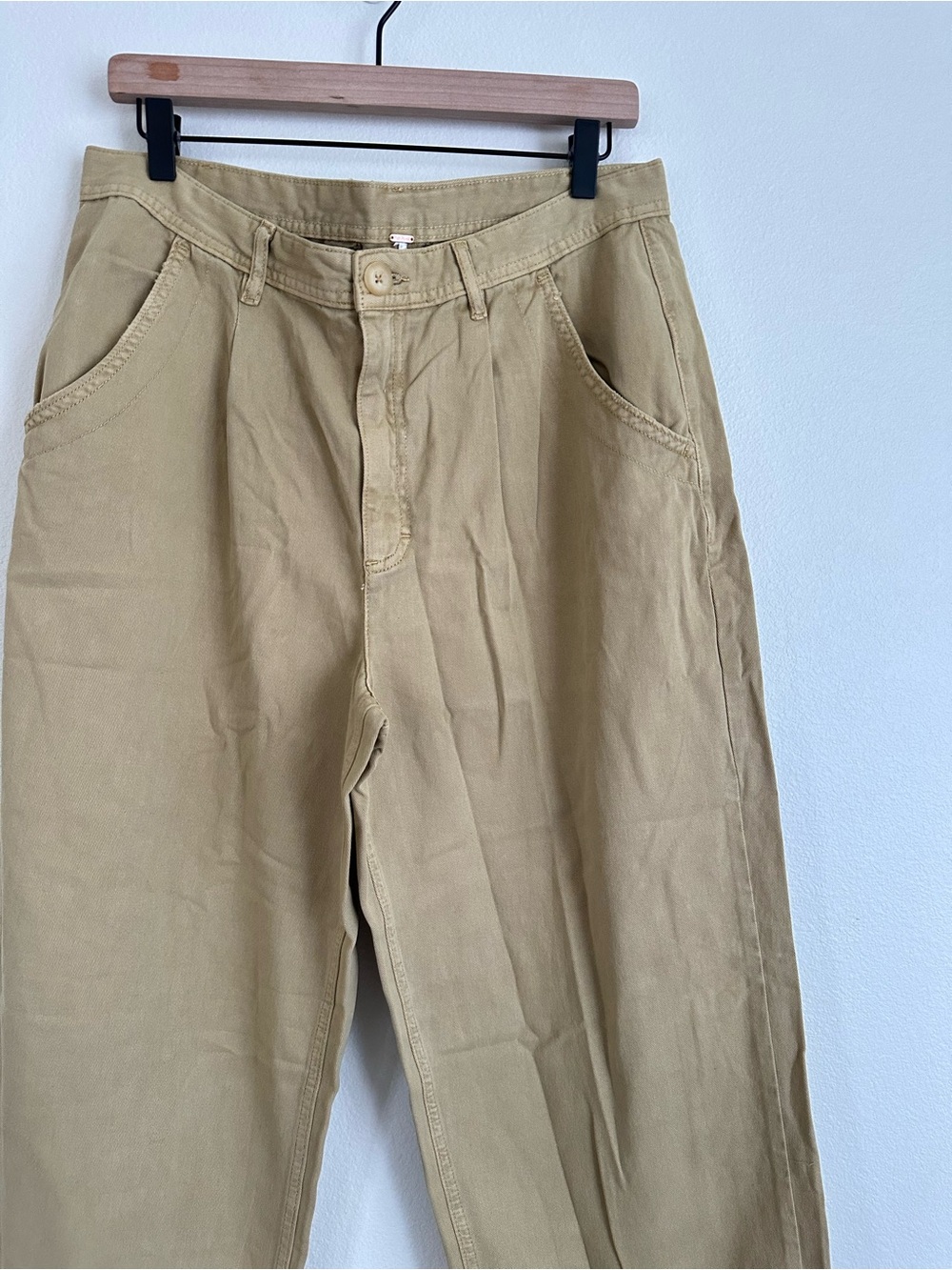 Free People High Waisted Classic Wide Leg Khaki Chino Pants - Picture 3 of 4